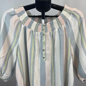 BDG 3/4 Sleeve Women's Striped Pastel Blouse Small Petite